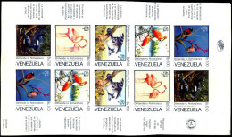 BIRDS-FLAMINGOS-ERROR-IMPERF SHEETLET-VENEZUELA-RARE-MNH-D3-19 - Flamencos