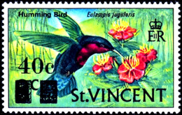 HUMMINGBIRDS-PURPLE THROATED CARIB-OVPT-UPRATED-St VINCENT-1999-MNH-SCARCE-D3-28 - Colibrì