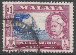 Selangor(Malaysia). 1957-61 Sultan Hisamud-din Alum Shah. $1 Used. SG 125 - Selangor