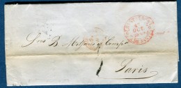 Espagne- Lettre Avec Texte De Santander Pour Paris En 1849      à Voir 3 Scans   Réf. 863 - ...-1850 Préphilatélie