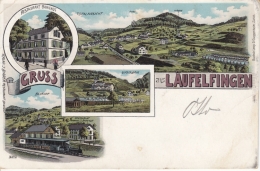 Läufelfingen, Gruss Aus BL - Farbige Litho - Totalansicht, Rest. Bahnhof, Bahnhof, Gipsfabrik - Läufelfingen