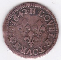 DOUBLE TOURNOIS 1642 H  LA ROCHELLE  LOUIS XIII - 1610-1643 Luis XIII El Justo