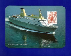 Norwegen 1981  Mi.Nr. 839 / 840 , M/S " Prinsesse Ragnhild " - Maximum Card - Norwigsche Post  Kiel - 8.-11.10.1981 - Cartoline Maximum