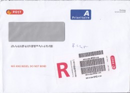 Denmark A Prioritaire POSTSAG Registered Recommandé Einschreiben Label 2016 Cover Brief - Lettres & Documents