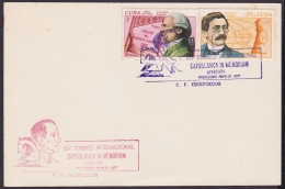 1977-CE-33 CUBA 1977 SPECIAL CANCEL. CHESS AJEDREZ CIENFUEGOS. TORNEO CAPABLANCA IN MEMORIAN. CLAUSURA RED- VIOLENT CANC - Lettres & Documents