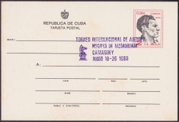 1980-CE-5 CUBA 1980 SPECIAL CANCEL. CHESS AJEDREZ.  TORNEO MIGOYA IN MEMORIAM. CAMAGUEY. - Storia Postale