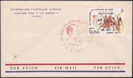 1987-CE-34 CUBA 1987 SPECIAL CANCEL. CHESS AJEDREZ.  45 ANIV MUERTE JOSE RAUL CAPABLANCA. HABANA. - Lettres & Documents