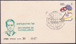 1988-CE-52 CUBA 1988 SPECIAL CANCEL. EXFICENTRO CENTENARIO JOSE RAUL CAPABLANCA. AJEDREZ CHESS. - Covers & Documents