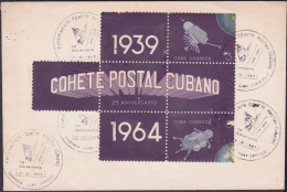 1989-CE-16 CUBA 1989 SPECIAL CANCEL. EXPERIMENTO COHETE POSTAL CUBANO. POSTAL ROCKET. SPACE COSMO. - Lettres & Documents