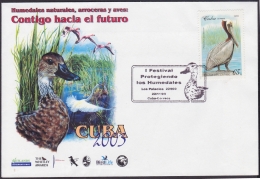 2003-CE-13 CUBA 2003 SPECIAL CANCEL. I FESTIVAL PROTEGIENDO LOS HUMEDALES. AVES. BIRDS. PAJAROS. - Lettres & Documents