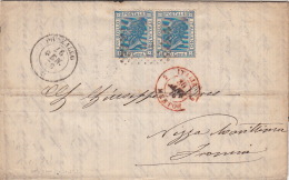 Lettre Pozzallo Cachet Rouge "Italie Menton" Pour Nice 1876 - Marcophilie