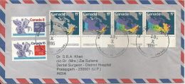 Canada To India Used Cover With Six Stamps On Cover, 1995, As Per Scan - Sobres Conmemorativos