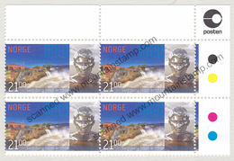 Norway Norwegen 2016 Sarpefossen Waterfall Wasserfall MNH (block Of Four) ** - Unused Stamps