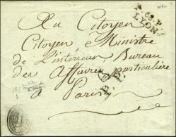 P.68.P. / LYON + Marque Révolutionnaire En Négatif Du Concierge De La Prison St Joseph De Lyon Avec... - Lettres Civiles En Franchise