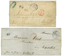 Lot De 2 Lettres De St Denis De La Réunion + P.P. (dont 1 Avec Griffe Rouge P.F.). - TB. - Autres & Non Classés