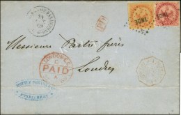 Losange INDE / CG N° 5 + 6 Càd ETABLISSEMENT DE L'INDE / PONDICHERY Sur Lettre Pour Londres, Au Recto... - Autres & Non Classés