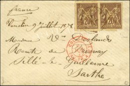 Càd Oblitérant CG N° 34 Paire Avec Marque Manuscrite Vauclin 9 Juillet 1878 Sur Lettre Pour La... - Autres & Non Classés