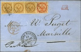 Losange / CG N° 3 Bande De 3 + N° 5 Grand Càd SAINT PIERRE MARTINIQUE / * Sur Lettre Pour La France.... - Autres & Non Classés