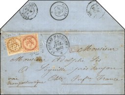 Losange / CG N° 3 + 5 Càd ST PIERRE MARTINIQUE * Sur Lettre Pour La France, Au Verso Très Rare... - Poste Maritime