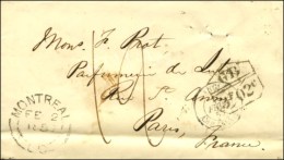 Càd MONTREAL Sur Lettre Pour Paris Marque D'échange GB / 3 F 02 Cts. 1857. - TB / SUP. - R. - Poste Maritime