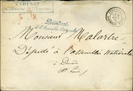 Càd VERSAILLES / ASSEMBLEE NATle (type 2) Sur Lettre En Franchise Avec Griffes Bleues ' Président /... - 1849-1876: Période Classique