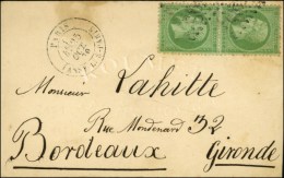 GC 2793 / N° 20 Paire Càd PARIS / PASSY-LES-PARIS 25 OCT. 70 Sur Carte Pour Bordeaux Sans Càd... - Guerre De 1870