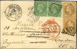 Etoile 3 / N° 28 Càd PARIS / PL. DE LA MADELEINE 30 SEPT. 70 Sur Carte Pour Boulogne Sur Mer... - Guerre De 1870