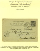 Càd PARIS EXPOSITION / INVALIDES / Entier 10 C. Pour Quelimane (Mozambique). Au Recto Càd De Transit... - 1876-1878 Sage (Type I)