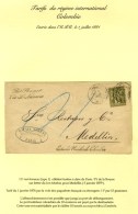Càd PARIS / PL. DE LA BOURSE / N° 72 Sur Lettre Pour Medellin Au Tarif Du 1er Janvier 1876, Au Recto... - 1876-1878 Sage (Type I)
