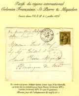 Càd MARSEILLE / Bes DU RHÔNE 16 FEVR. 79 / N° 93 Sur Lettre Pour St Pierre Et Miquelon, Càd... - 1876-1878 Sage (Type I)