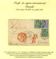 Càd T 18 LILLE / NORD / N° 65 (2) + 78 Sur Lettre Pour Le Québec, Au Recto Càd De Passage... - 1876-1878 Sage (Type I)