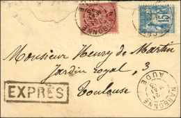 Càd NARBONNE / AUDE / N° 90 + N° 98 Sur Lettre Du 1er échelon En EXPRES Pour Toulouse... - 1876-1878 Sage (Type I)