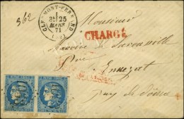 GC 1053 / N° 46 Paire Càd T 17 CLERMONT-FERRAND (62) Sur Lettre Chargée Pour Ennezat. 1871. -... - 1870 Emissione Di Bordeaux