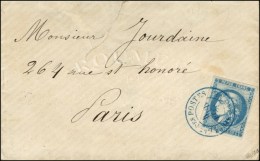 Càd Bleu DIRON DEPLE DES POSTES / ORNE 4 FEVR. 71 / N° 46 Sur Lettre Pour Paris à La Levée... - 1870 Emissione Di Bordeaux