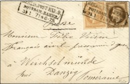 Cachet Encadré BERLIN POST EXP 9 / N° 30 + 43 Sur Lettre Pour Un Prisonnier De Guerre à... - 1870 Emission De Bordeaux