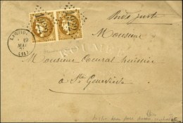 GC 1922 / N° 43 Paire (exceptionnelle Nuance) Càd T 16 LAGUIOLE (11) Sur Lettre Pour Ste... - 1870 Emissione Di Bordeaux