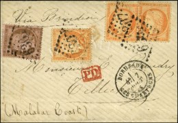 GC 6307 / N° 38 (3) + 58 Càd BORDEAUX / LES CHARTRONS Sur Lettre Pour Tellycherry (Côte De... - 1870 Assedio Di Parigi