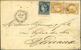 Etoile 35 / N° 36 Paire Tête-bêche + 37 Sur Lettre 2 Ports Pour Bordeaux. 1871. Exceptionnelle... - 1870 Assedio Di Parigi