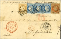 GC 2056 / N° 31 + 59 + 60 (3) (1 Ex Def) Càd T 17 LISIEUX (13) Sur Lettre Adressée à... - 1863-1870 Napoleone III Con Gli Allori