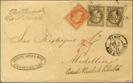 Etoile 4 / N° 30 Paire + 31 Càd PARIS / RUE D'ENGHIEN 7 NOV. 71 Sur Lettre Adressée à... - 1863-1870 Napoléon III Lauré