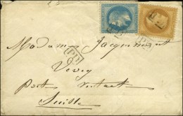 PD / N° 28 + 29 Sur Enveloppe Sans Texte Adressée à Vevey (Suisse). Au Verso, Càd... - 1863-1870 Napoléon III Lauré