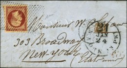 Rouleau De Pointillés / N° 17 (belles Marges) Càd PARIS (60) Sur Lettre Pour New-York. 1856. - TB... - 1853-1860 Napoléon III