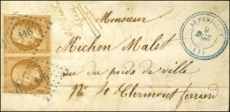 PC Bleu 116 / N° 13 Paire (1 Ex Pd) Càd T 22 ARFEUILLES (3) Sur Lettre Avec Texte Adressé... - 1853-1860 Napoléon III