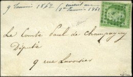 Losange F Bleu / N° 12 Sur Enveloppe Carte De Visite Du 9 Janvier 1862. - TB / SUP. - R. - 1853-1860 Napoléon III