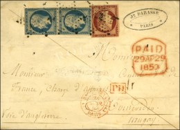Etoile / N° 6 + 10 Paire Càd Rouge (1) Bau CENTRAL (1) / PARIS 26 AVRIL 53 Sur Lettre Adressée... - 1852 Louis-Napoléon