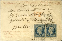 Rouleau De Gros Points / N° 10 Paire Càd PARIS (60) 19 OCT. 53 Sur Lettre Adressée à... - 1852 Louis-Napoléon