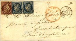 Grille / N° 4 Paire (def) + N° 6 (belles Marges) Càd T 15 LYON (68) Sur Lettre Pour La Guadeloupe.... - 1849-1850 Cérès