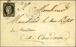 Grille / N° 3 (infime Pelurage Marge Inf. Droite) Càd T 15 LE HOUGA (31) Cursive 31 / Monguillem (RR)... - 1849-1850 Ceres