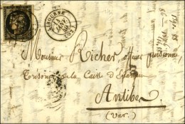 Plume En Forme De Grille + Càd T 15 LIBOURNE (32) 14 JANV. 49 Sur Lettre Avec Texte Pour Antibes. - TB /... - 1849-1850 Cérès