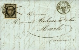 Plume + Càd T 15 AIX-EN-PROVENCE 12 13 JANV. 49 / N° 3 (belles Marges) Sur Lettre Avec Texte Pour Marle... - 1849-1850 Cérès